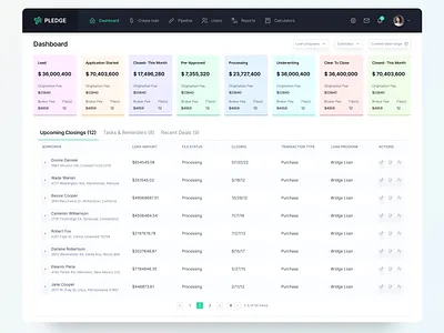 Pledge (Loan Dashboard) business loan dashboard finance integration loan loan app loan dashboard loans loans brokers ui ux wallet website