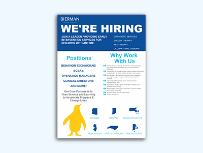 Bierman Autism Centers: Hiring Flyer adobe illustrator advertising brand identity branding design illustration typography vector