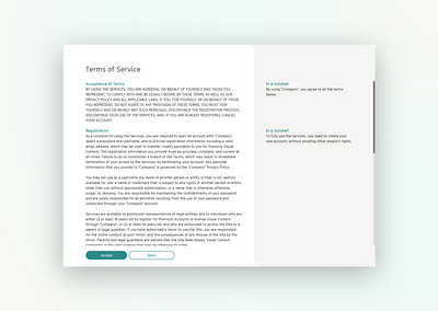 Human Friendly Terms and Conditions agreement design desktop legal terms and conditions ui