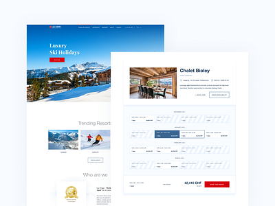 Leo Trippi - web design for luxury ski chalets #2 booking calendar chalet desktop holidays hotel interface landing page luxury mountains ski ski holidays travel ui design ux web design winter winter skiing