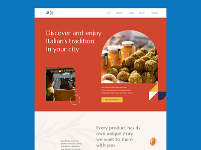 Italian food Website Design branding colorful concept design flat food graphic design home homepage italian food italian products landing page ui ui design ux ux design web web design web page website