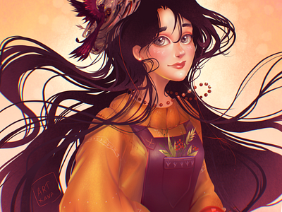 Autumn art autumn book book illustration character children illustration fantasy girl illustration magic mysterious woman