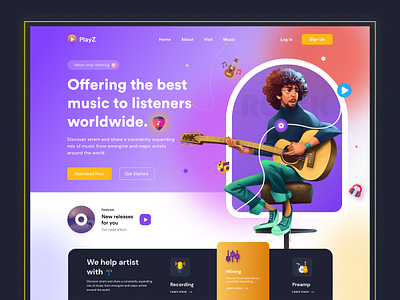 PlayZ || Header Exploration Design branding design explore explorepage illustration instamusic landingpage logo minimal musicproducer musicvideo photooftheday style uidesign uiux uiux design video webdesign