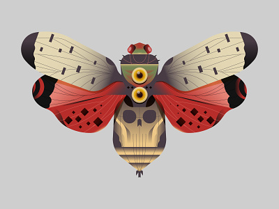 Digital Bug 03 biology bug design digital editorial eye icon illustration insect minimal nft red science skull vector