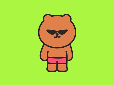 烧烧熊360度旋转 360 bear character animation ip sunglasses underpants