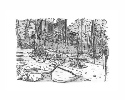 Airbnb accommodation in US architecture artwork drawing illustration inkpen sketch