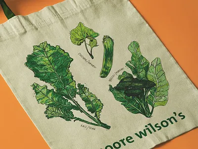 Vegetable Tote Bag: Moore Wilson's botanical botanical drawings botanical illustrations design drawings grocery drawings illustration leafy drawings plant drawings plant illustrations plants sketching tote bag vector vector illustration vegetable illustrations vegetables