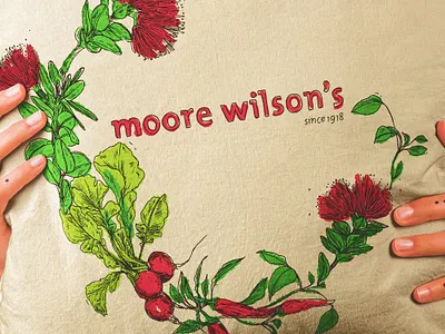 Merry Christmas from Moore Wilson's! botanical botanical drawing botanical illustration christmas christmas wreath design floral floral drawing flower drawing flowers illustration plant drawing plants tote bag design vegetable drawing vegetables