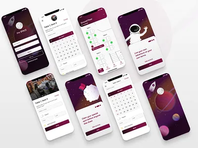 the SPACE - reserving a desk in a local co-work space animation concept design figma graphic design illustration illustrator ui user experience ux vector