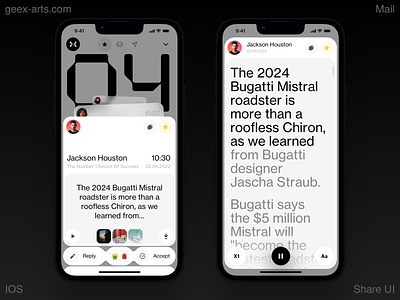 Listen Mail application dashboard interface ios ios 16 iphone iphone 14 listen mail mobile news social socialmedia ui ux