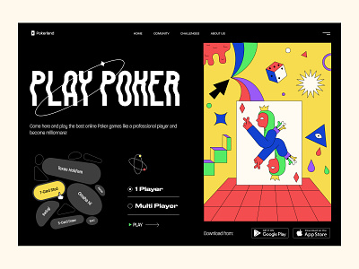 Poker Game Landing Page dark design figma game gaming illustration illustrator landing minimal online poker stream typography ui ux vector web website