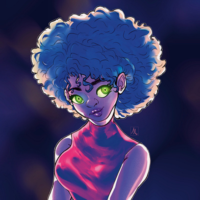 Afro Space Girl art character design digital art illustration procreate