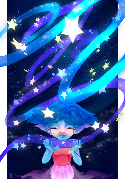 Lil Star Girl art character design digital art illustration procreate space girl stars