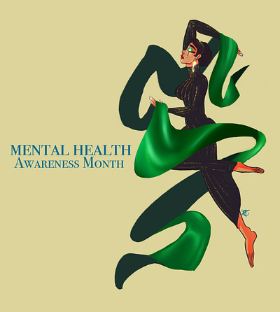 Mental Health Awareness art character design digital art green ribbon illustration procreate