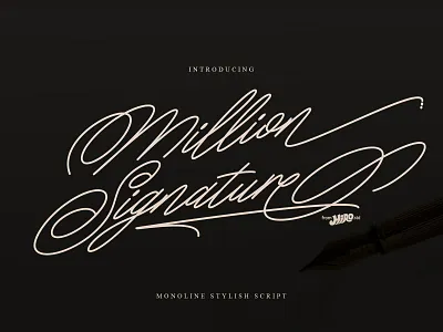 Million Signature - Monoline Stylish Script embroidery