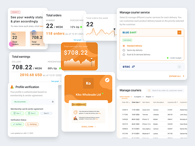 Ecommerce Components V2 courier dailyuichallenge dashboard design earnings ecommerce parcel ui ux vector vendor