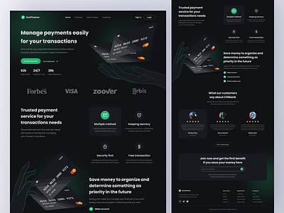 Landing Page - SunFinance bank banking banking website card credit card dark mode debit digital banking finance finance website financial financial website fintech landing page money payment transaction ui design ux design visa