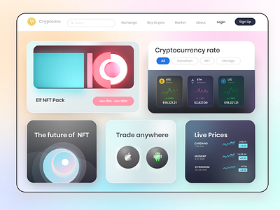 Cryptome - Web Design for Сrypto Exchange clean ui crypto design graphic design illustration mobile ui nft ui ui ux ui design uidesign web website