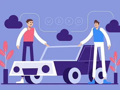 Auto Maintenance Services Flat Illustrations auto automobile automotive branding design engine finance flat header illustration icons illustration inspection maintenance mechanic mechanical service ui ui design vector web