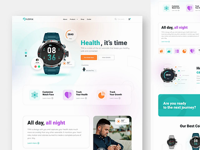 Ultra Watch - Product Landing Page agency app apps blur components design design system gradient landing page modern smartwatch ui ultra watch website