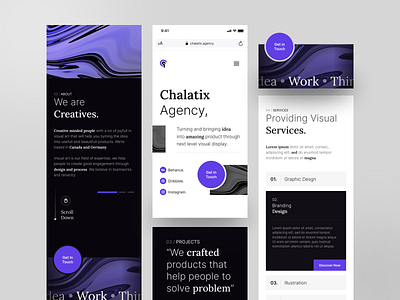 Chalatix - Creative Design Agency Landing Responsive Version agency app clean components design digital landing landingpage mobile mobile app mobile landing portofolio presentation purple responsive ui uiux ux website