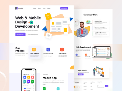 Design Development Company Landing Page austudio colourful ui design agency design studio digital agency homepage interaction minimal web design minimalistic trend 2022 user experience web development web pages website website concept website design and development website template