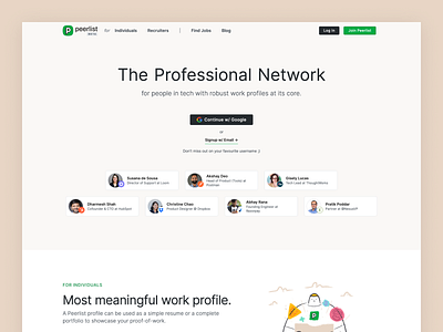 New Website for Peerlist: The Professional Network designer portfolio developer portfolio hero section landing page peerlist professional networking website