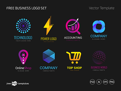 Free Business Logo PSD Templates Set + Vector business design free freebie logo logos psd template vector