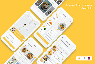 Cooking & Food Delivery App UI Kit app cooking delivery design food food delivery recipe ui ui design ui kit ux