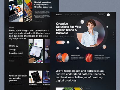 Artisian Agency landing page agencywebdesign appuidesign branding design design agencylandingpage illustration landing page design landingpage logo minimal modern design ui uiuxagency uiuxdesignagencyweb web webdesign webuidesign