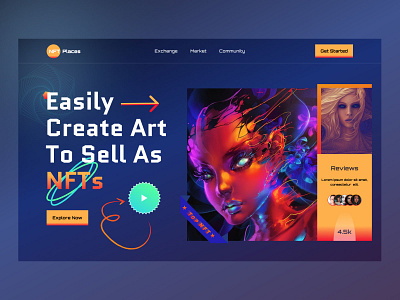 NFT Landing page 3d art artwork clean crypto dailyui landing page nft nft coin nft landing page nft marketplace nft web ui ux web website