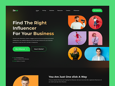 Influencer Website Header blogger creators design geometric ui glassmorphism gradient ui hero section homepage influencer influencer marketing landing page social media social network ui ui design ui trend ui ux web design website youtuber