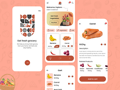 🥕 Grocery Store App Design clean ui e commerce fruit app groceries grocery grocery app grocery store m commerce mobile app mobile app design store app ui uiux vegetable app vegetables