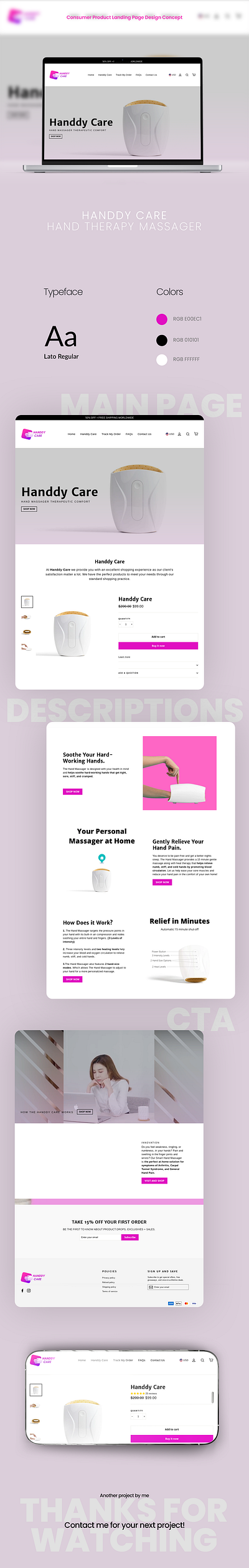 Handdy Care – One product Store branding cms consumer products design ecommerce graphic design one product srore shopify web design