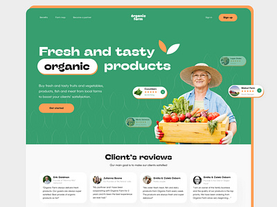 Hero page concept for Organic Farm agriculture branding design farm food green healthy heropage inspiration logo orange organic ui ux website