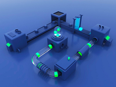 Factory scenario 3d cinema 4d