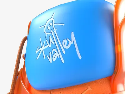 Skull Valley 3d 3d art adobe art blue bone cinema 4d clean concept design graphic design minimal orange product render shoe skull sneaker substance visualization