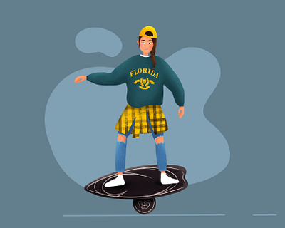 Balanceboard balanceboard character girl illustration people person self portrait