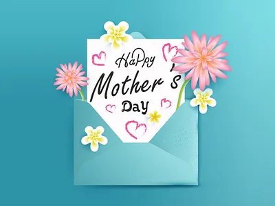 Happy Mother's Day Envelope 3d beautiful card design envelope floral flower gift graphic design greeting happy mothers day illustration logo realistic vector wishes