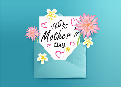 Happy Mother's Day Envelope 3d beautiful card design envelope floral flower gift graphic design greeting happy mothers day illustration logo realistic vector wishes