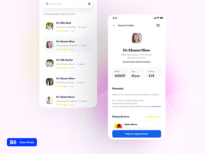Book nearby doctor- Online medical health app app appointment case study consultation design doctor figma health list nearby online profile search ui user ux