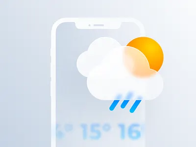 Glassmorphic Weather Icon Set cloudy download figma forecast free glass style glassmormphic glassmorphism icon icon set iphone mobile rainy weather