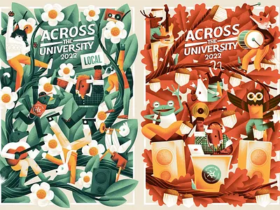 Across the University - Posters animals daniele simonelli dsgn festival illustration music festival nature party poster texture vector