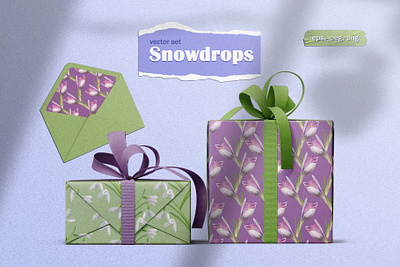 Snowdrops vector set botany