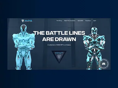 Alpha Guardians Website 3d animation blockchain crypto crypto website design graphic design interface motion graphics nft nft collection solana ui user experience user interface ux web web design website website design