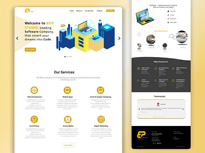 BitzStudio UI Minimal Design Leading Software Company 3d animation app branding design graphic design icon illustration landing page logo motion graphics ui ux web