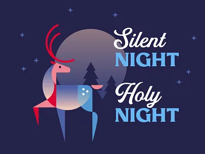 Silent Night buck card christmas deer geometric holiday illustration moon night reindeer stag winter