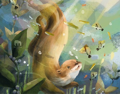 Sea Otter Illustration (Underwater Habitat)