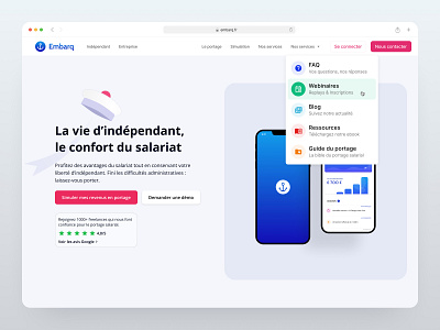 Embarq • Landing Page accounting clean company design figma french designer illustration landing material page safari simple start up umbrella web app website