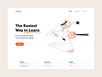 Classroom Landing page clean colors design doodle funny ilustration kids landing landing page light line lineart minimal orange ui user ux web web design white